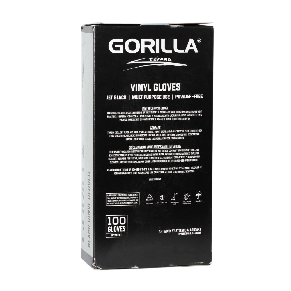 Gorilla Black Vinyl Disposable Gloves-Large